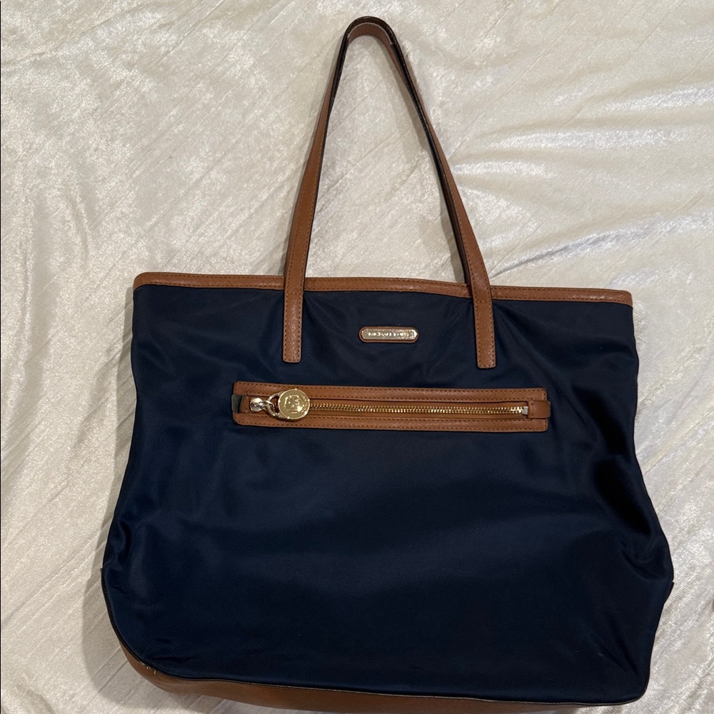 Navy and Brown Tote Bag